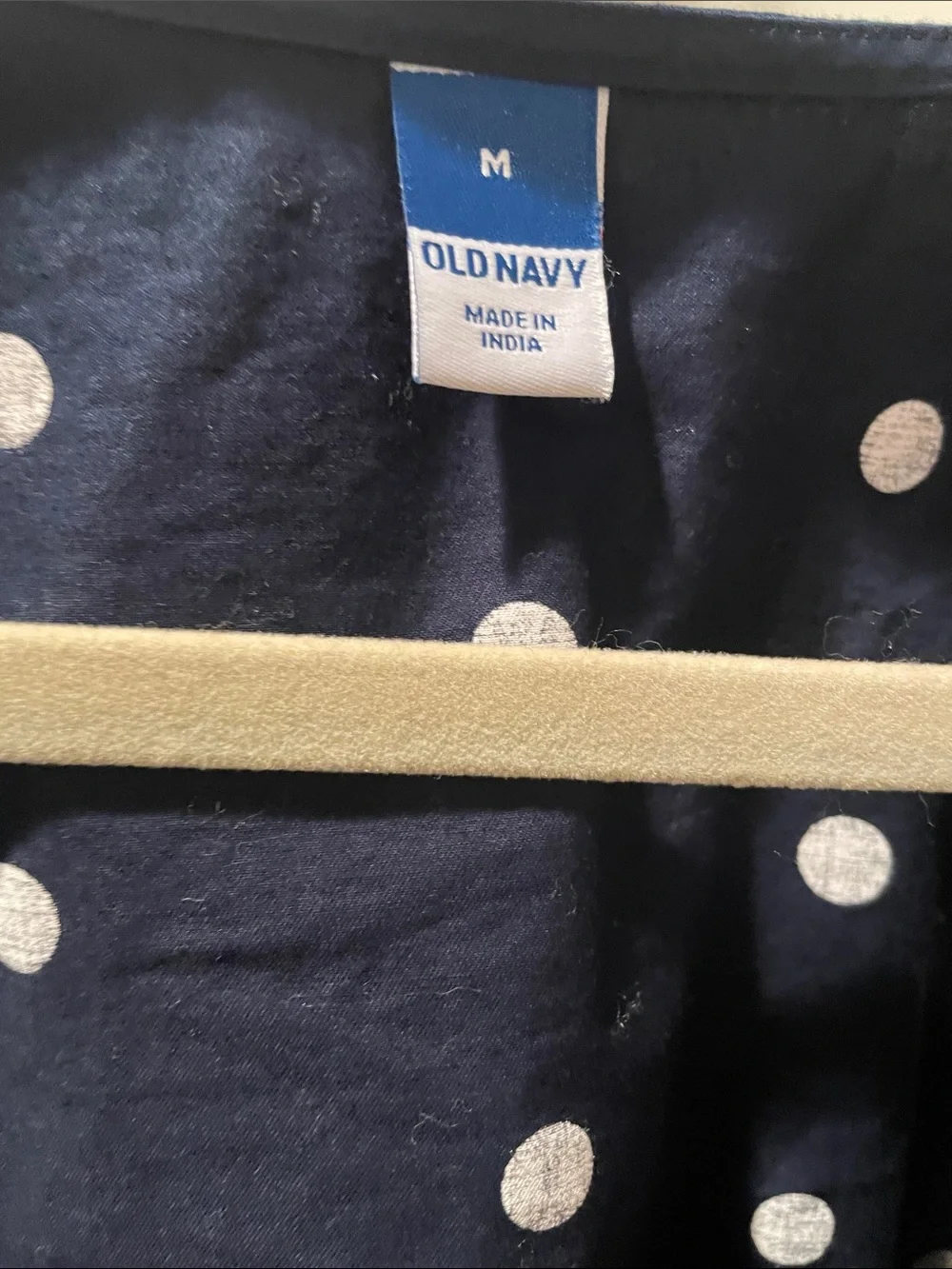 Old Navy Navy and White Polka Dot Puff Sleeve Wrap Blouse